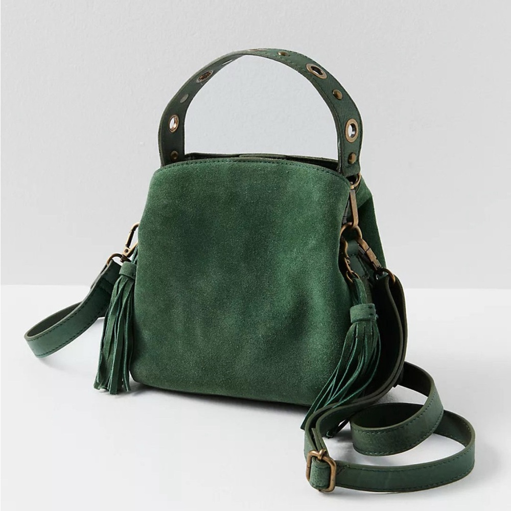 Free People Green Suede Crossbody Purse